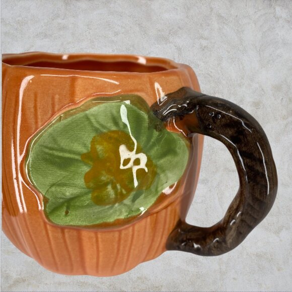 PUMPKIN TEAPOT/MUG SET -- 5 Piece, Ceramic, Autumn, Thanksgiving, Vintage - Picture 5 of 11